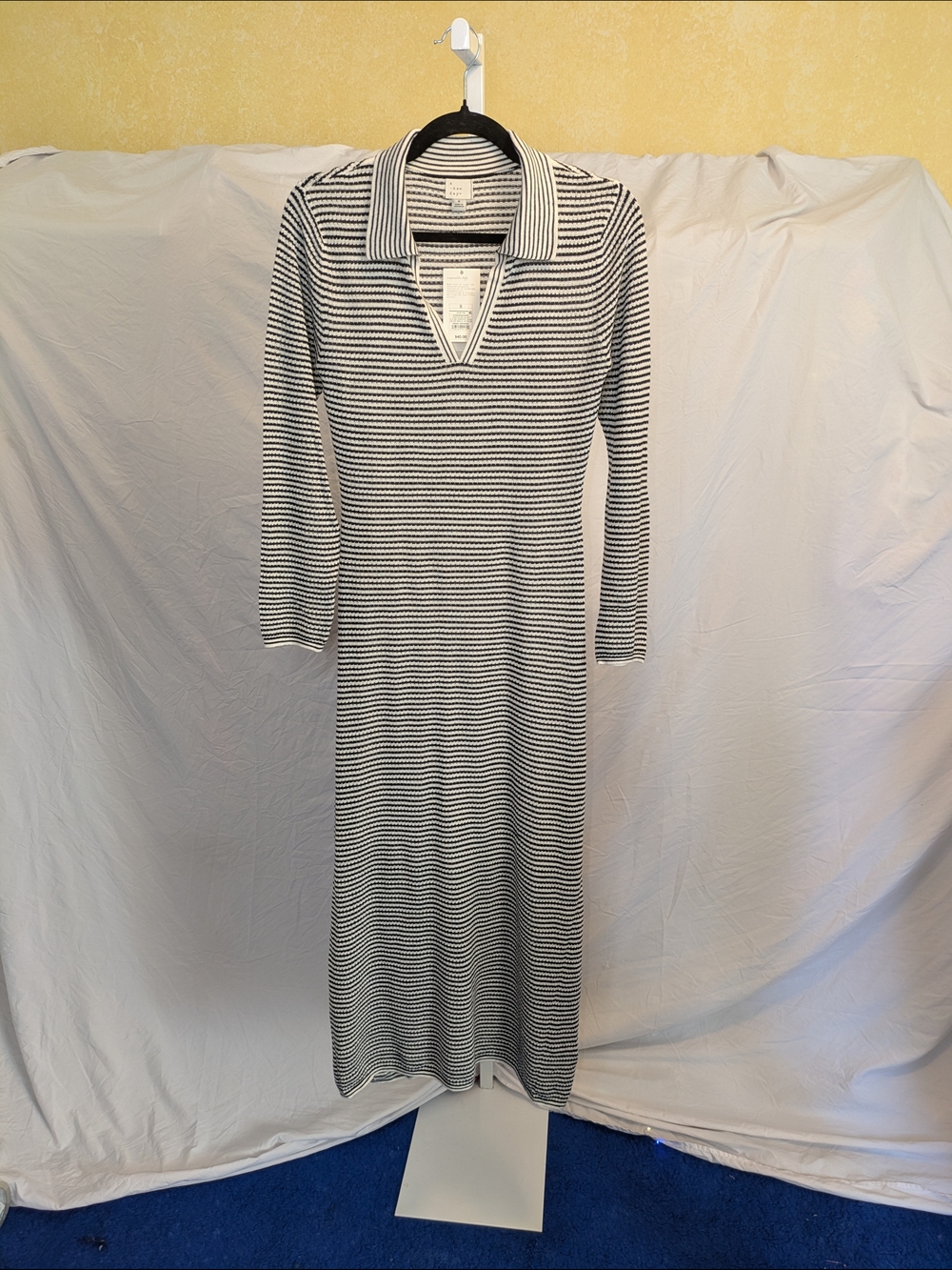 NWT A New Day Striped Long Sleeve Maxi Sweater Dress - Small - Black & Cream